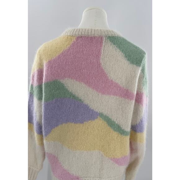 Sezane Dustin Wool Alpaca Abstract Pastel Knit Pullover Jumper M L - Picture 4 of 9